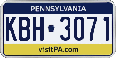PA license plate KBH3071