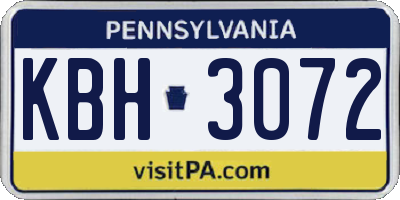 PA license plate KBH3072