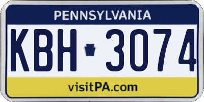 PA license plate KBH3074