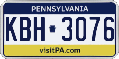 PA license plate KBH3076