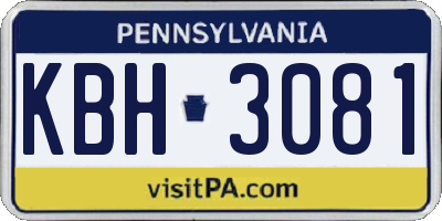 PA license plate KBH3081