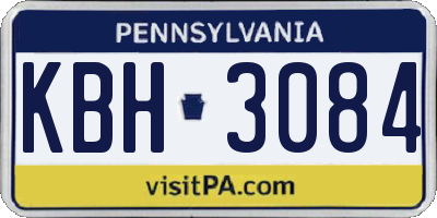 PA license plate KBH3084