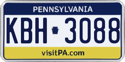 PA license plate KBH3088