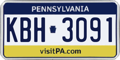 PA license plate KBH3091