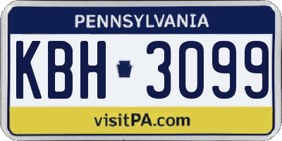 PA license plate KBH3099