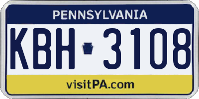 PA license plate KBH3108