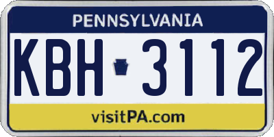PA license plate KBH3112