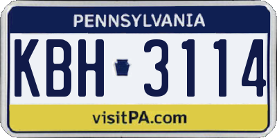 PA license plate KBH3114