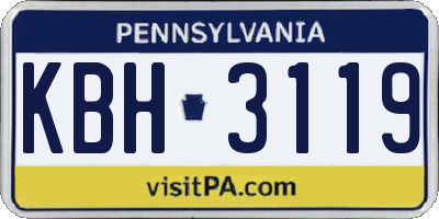 PA license plate KBH3119