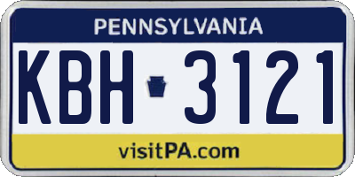 PA license plate KBH3121