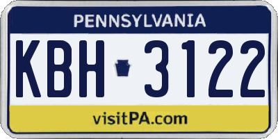 PA license plate KBH3122