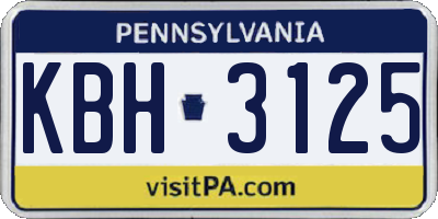 PA license plate KBH3125