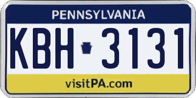 PA license plate KBH3131