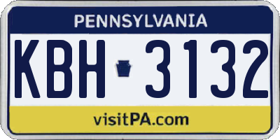 PA license plate KBH3132
