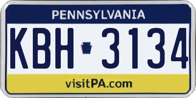 PA license plate KBH3134