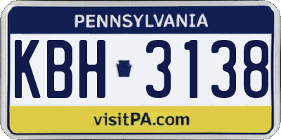 PA license plate KBH3138