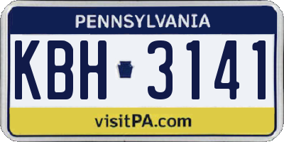 PA license plate KBH3141