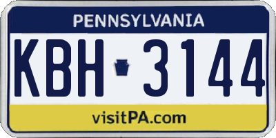 PA license plate KBH3144