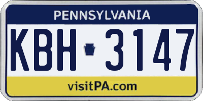 PA license plate KBH3147