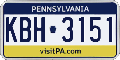 PA license plate KBH3151