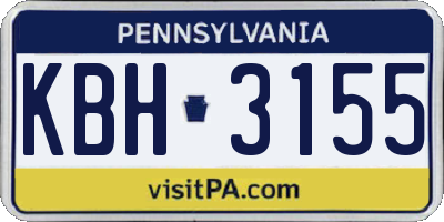 PA license plate KBH3155