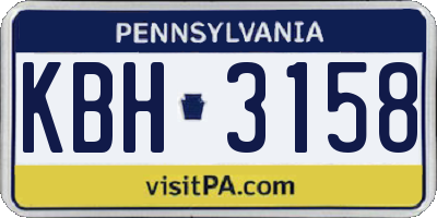 PA license plate KBH3158