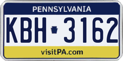 PA license plate KBH3162