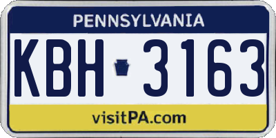 PA license plate KBH3163
