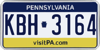 PA license plate KBH3164