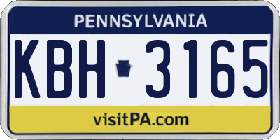 PA license plate KBH3165