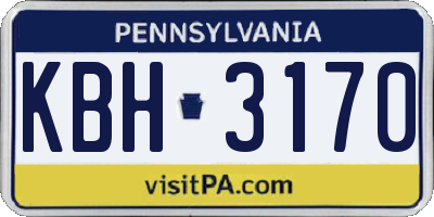PA license plate KBH3170
