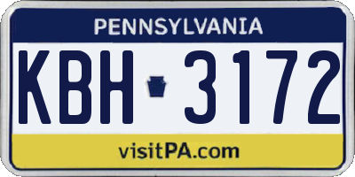 PA license plate KBH3172