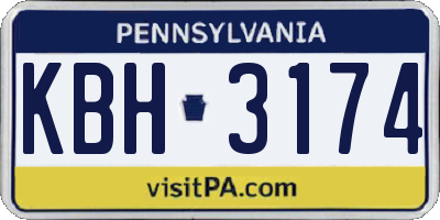 PA license plate KBH3174