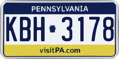 PA license plate KBH3178