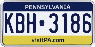 PA license plate KBH3186