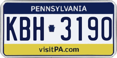PA license plate KBH3190