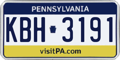 PA license plate KBH3191