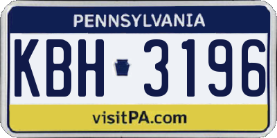 PA license plate KBH3196