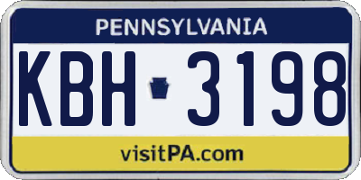 PA license plate KBH3198