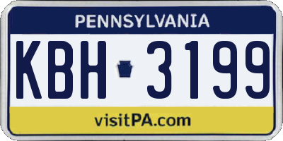PA license plate KBH3199