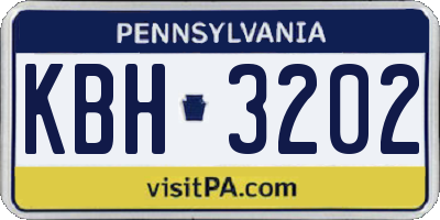 PA license plate KBH3202