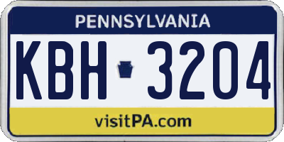 PA license plate KBH3204