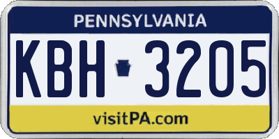 PA license plate KBH3205