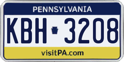 PA license plate KBH3208