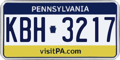 PA license plate KBH3217