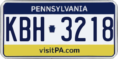 PA license plate KBH3218