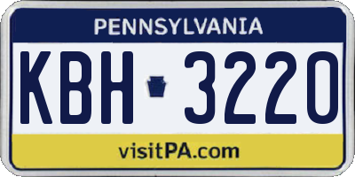 PA license plate KBH3220