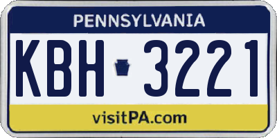 PA license plate KBH3221