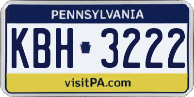PA license plate KBH3222
