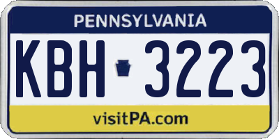 PA license plate KBH3223